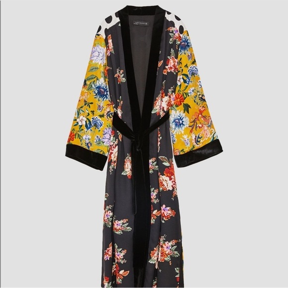 Zara Patchwork Kimono Duster Velvet - Picture 4 of 11